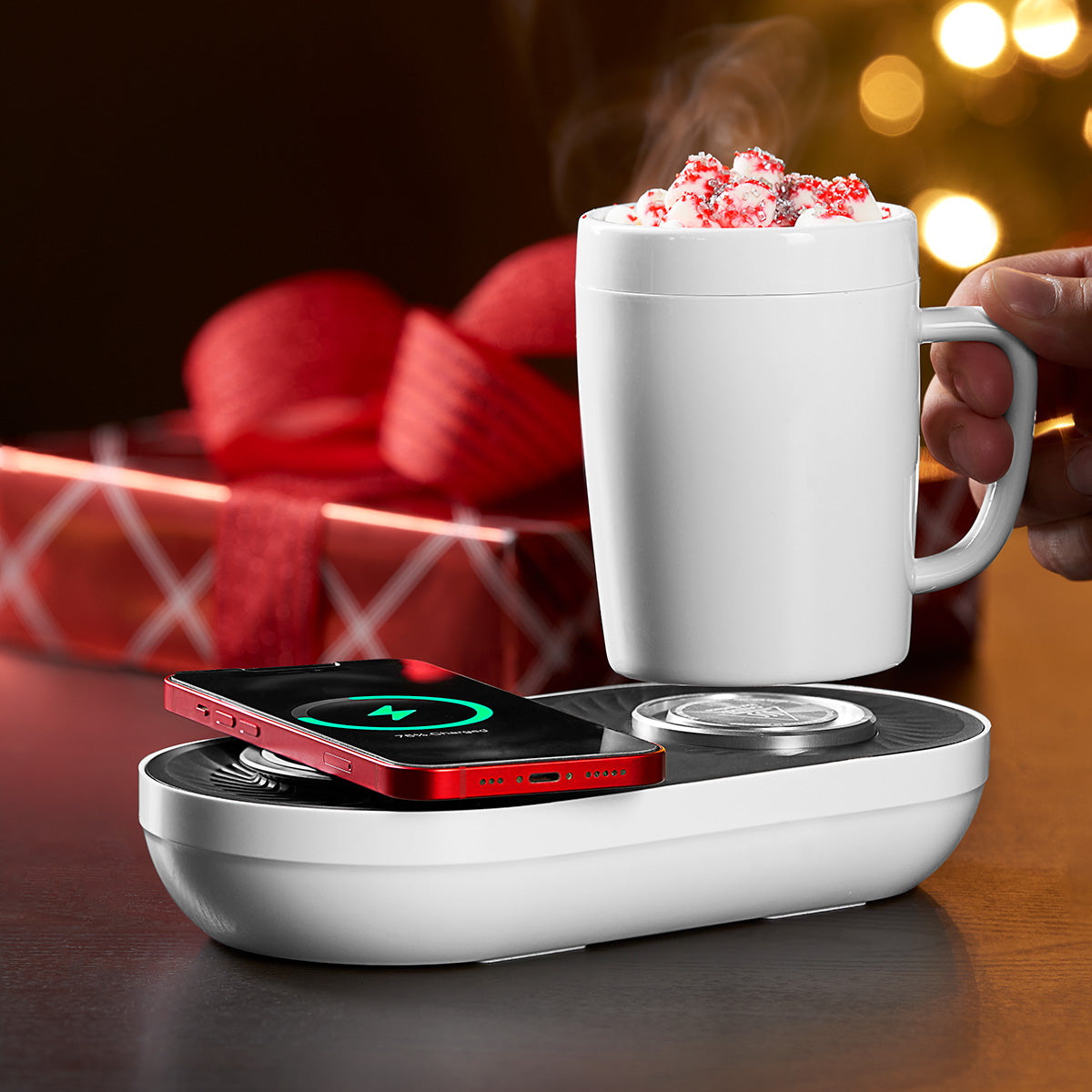 Heating/Cooling Beverage Base with Wireless Charging by Sharper Image
