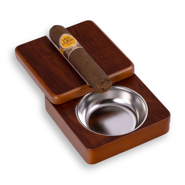 Lacquered Rosewood Swivel Cigar Ashtray