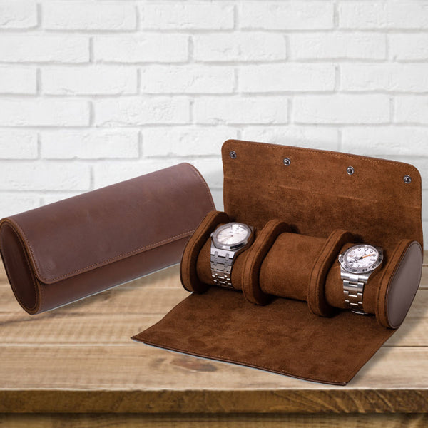 Genuine Leather Watch Roll for 3 Watches