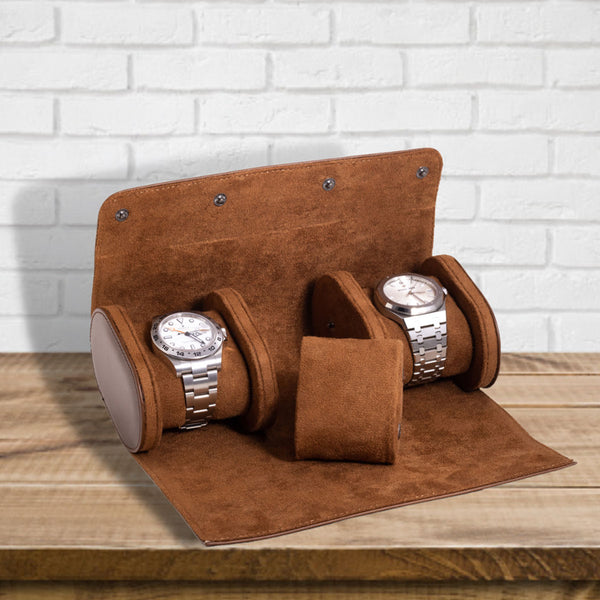 Genuine Leather Watch Roll for 3 Watches