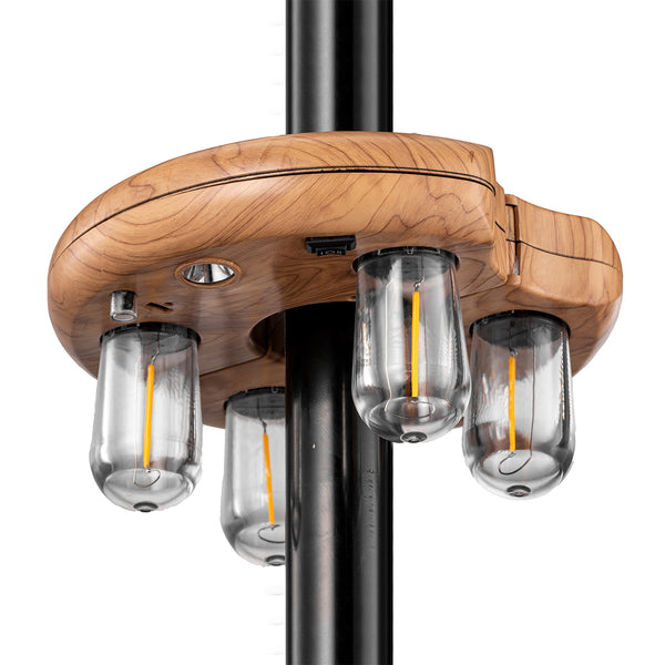 Wood Grain LED Patio Umbrella Light