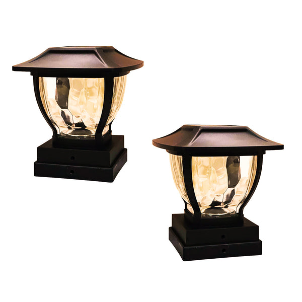 Wave Style Solar Powered Post Lights (Set of 4)