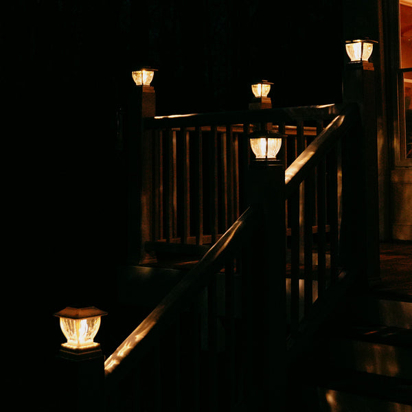 Wave Style Solar Powered Post Lights (Set of 4)