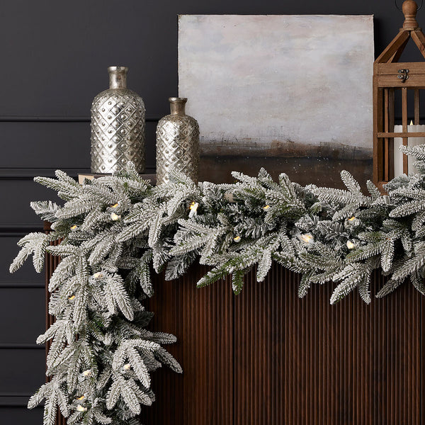 9' Flocked Frasier Fir Garland
