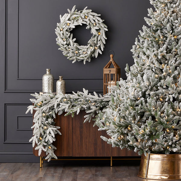 9' Flocked Frasier Fir Garland
