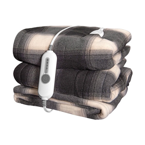 Oversized Plaid Faux Fur Heated Throw