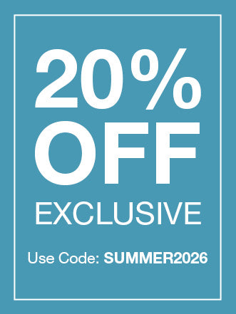 Promotional offer with 20% off discount and exclusive code on a blue background