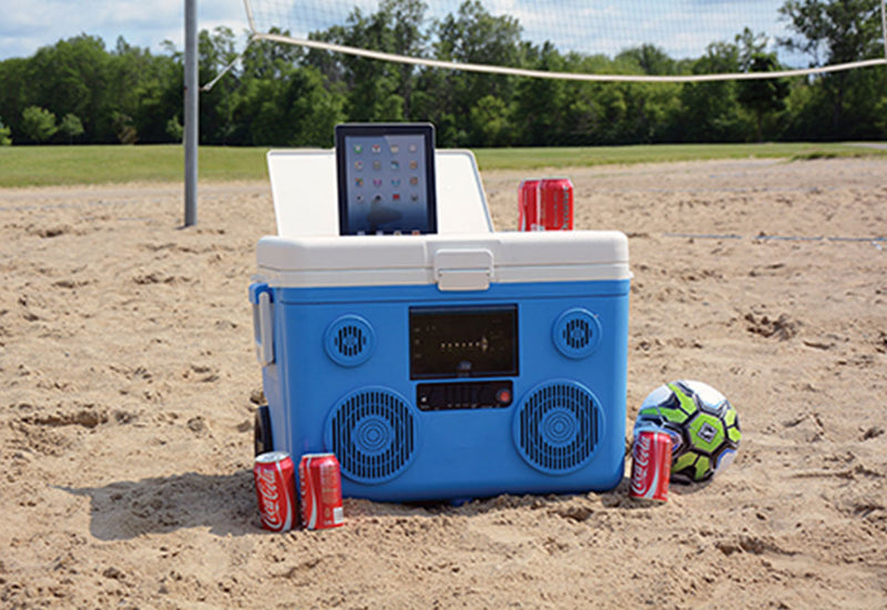 40-Qt. Rolling Cooler with Bluetooth Sound System - Blue