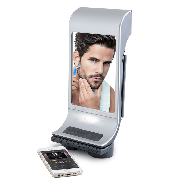 Fog-Free Shower Mirror and Bluetooth Speaker