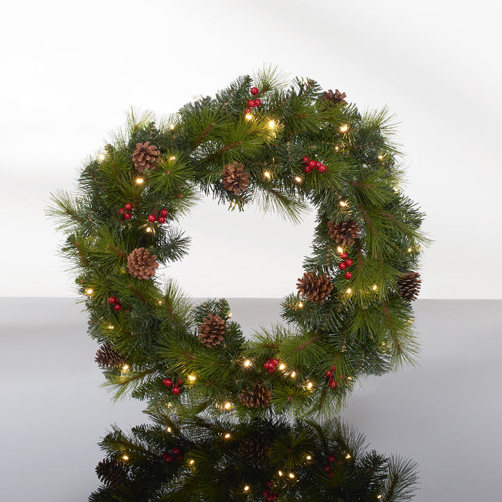 30'' Cordless Pre-Lit Indoor/Outdoor Wreath