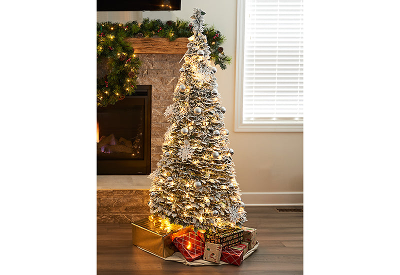 Pop-Up 6Ft. White Flocked Christmas Tree