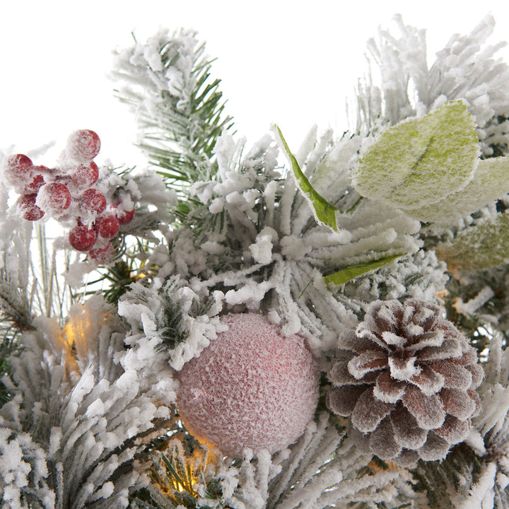 30'' White Flocked Cordless Pre-Lit Indoor/Outdoor Wreath