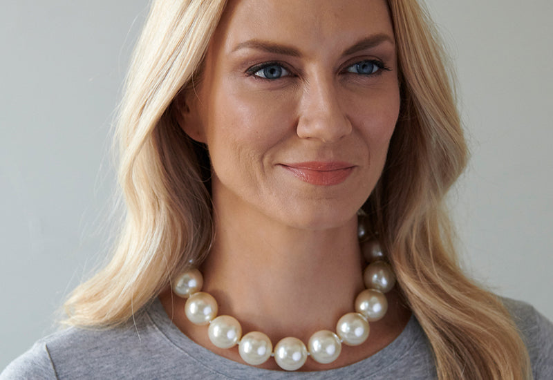 Cooling Pearl Necklace - Sterling Gray - 16"
