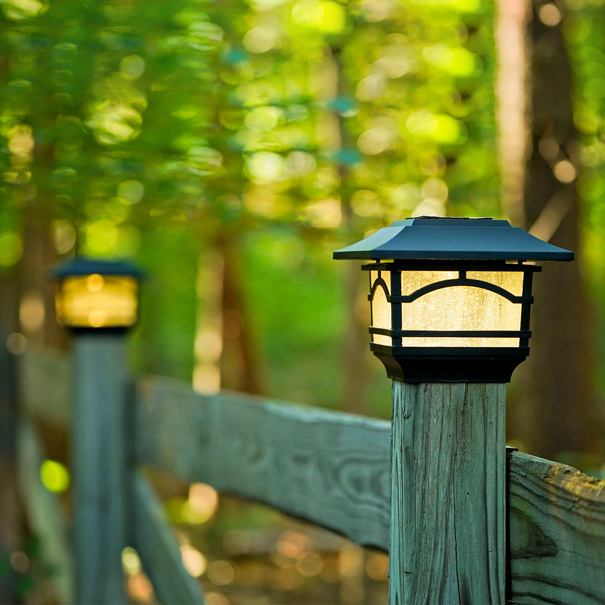 Solar Powered Post Lights (Set of 4) - Deck or Fence Mount