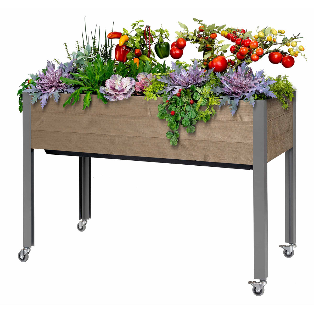 elevated self watering planter Self-Watering Elevated Spruce Planter (21" x 47" x 32") Brown