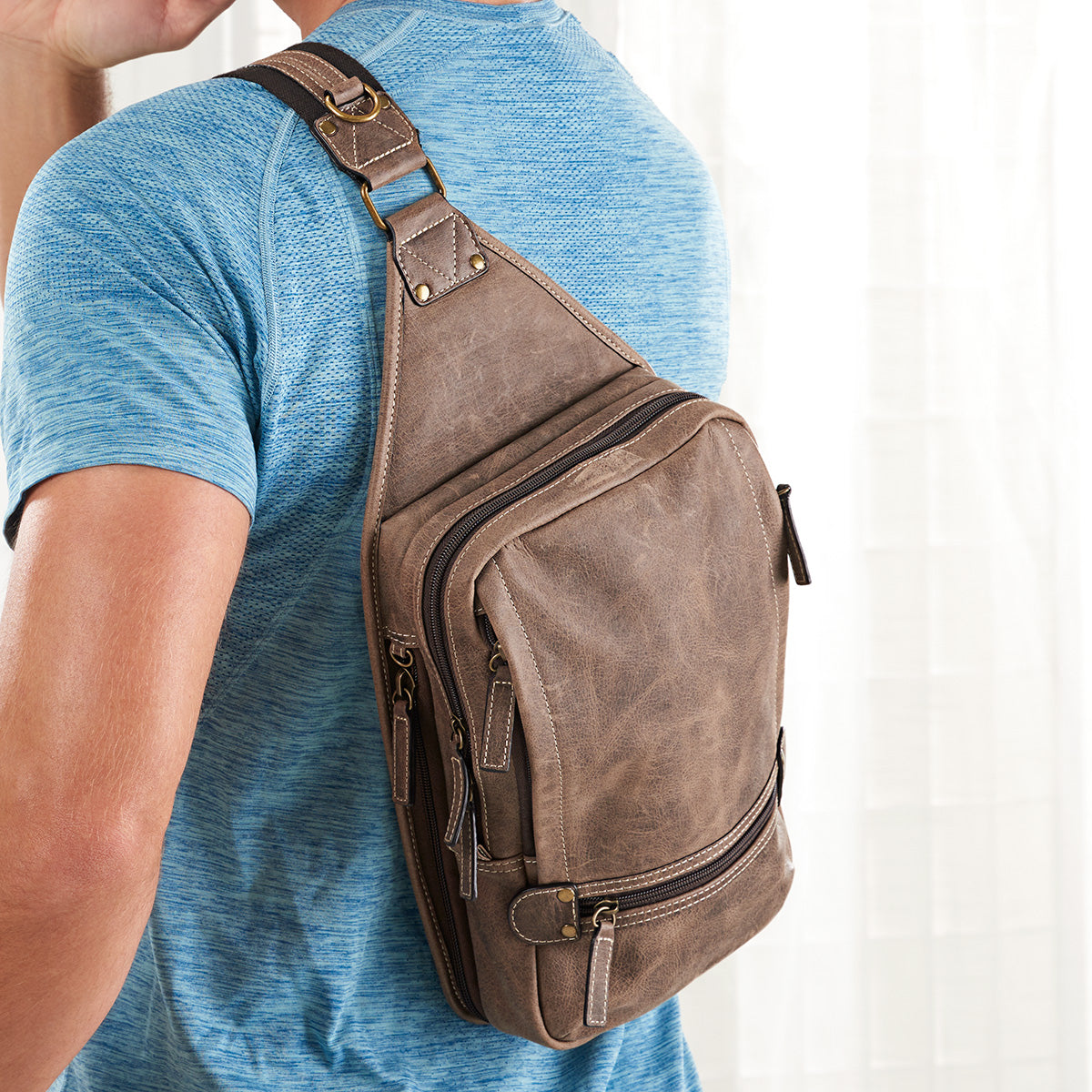 brown leather sling backpack United By Blue Revolution Pack this backpack seamlessly merges fashion with practicality Taylor Sling Everyday Leather