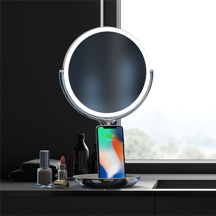 Spa Studio LED Vanity Mirror with Wireless Charging by Sharper Image