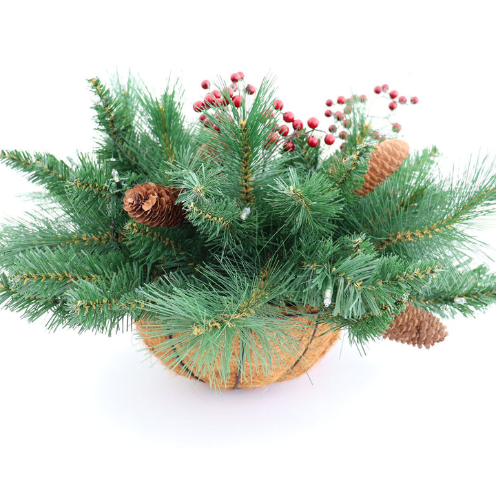 Berry Foliage Hanging Basket with LED Lights