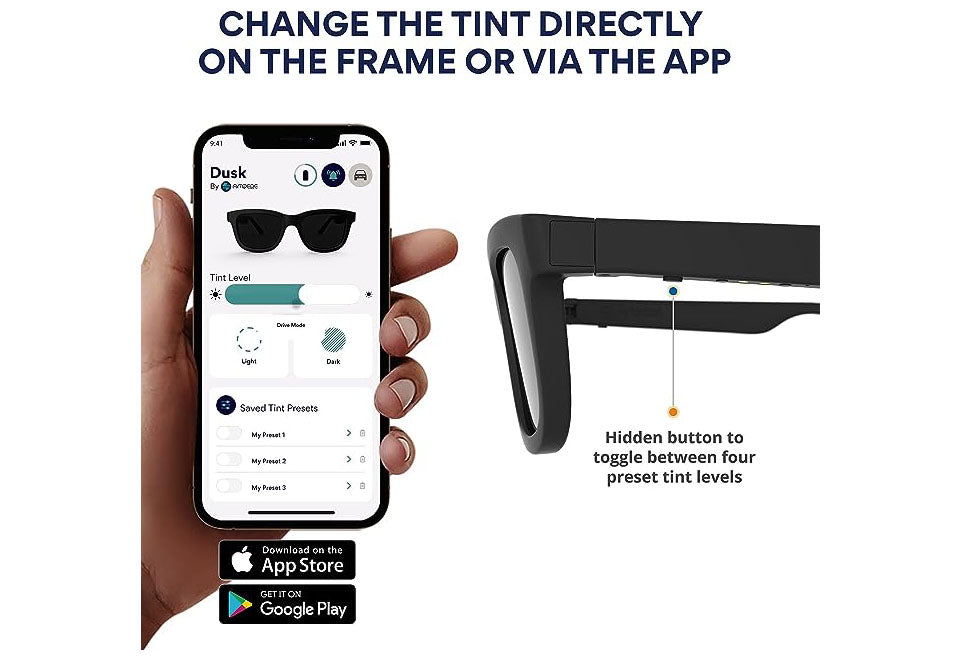 App-Enabled Tint Changing Smart Sunglasses with Audio – Sharper Image