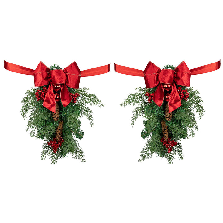 Mixed Cedar and Pine Christmas Chair Back Swags (Set of 2)