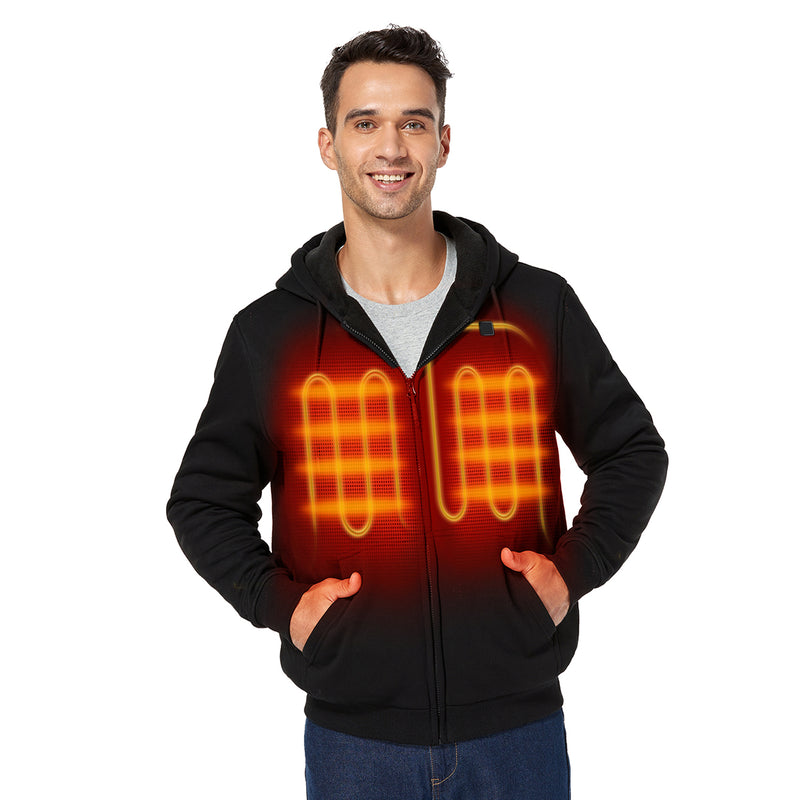 Heated Zip-Up Hoodie - Black - 3XL