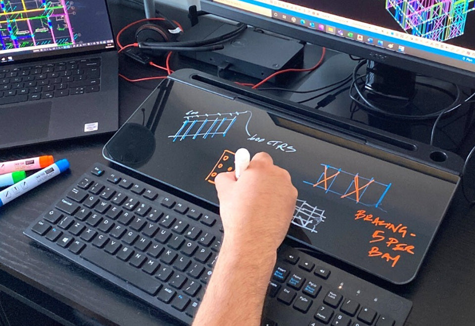 Desktop Glass Whiteboard and Organizer – Sharper Image