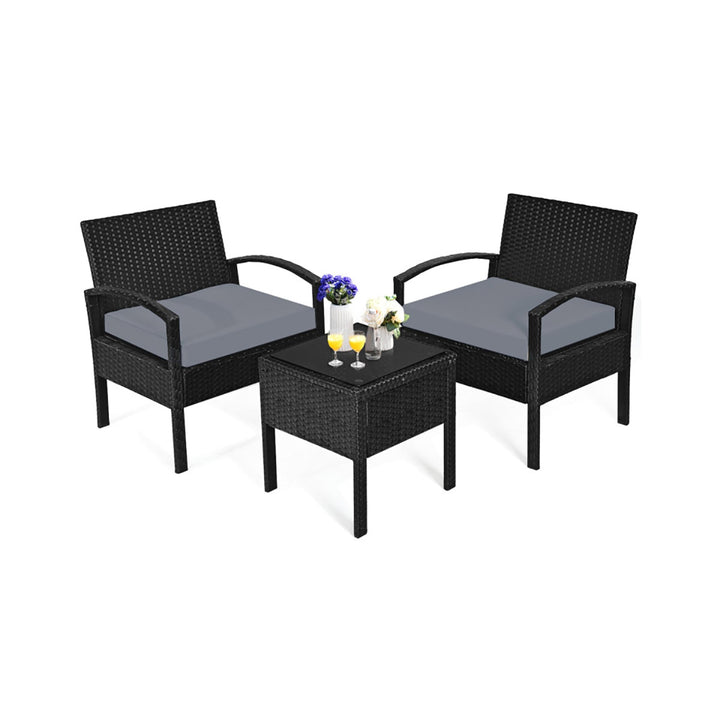 3-Piece Outdoor Rattan Patio Conversation Set