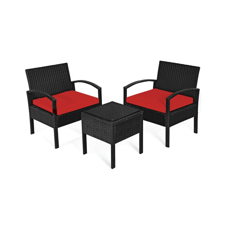 3-Piece Outdoor Rattan Patio Conversation Set