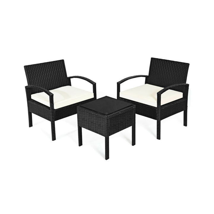 3-Piece Outdoor Rattan Patio Conversation Set