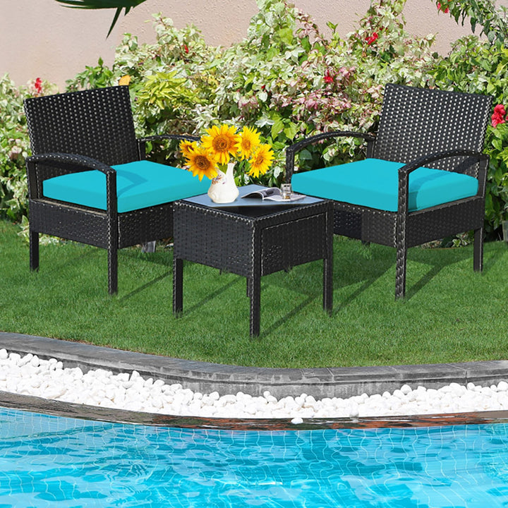 3-Piece Outdoor Rattan Patio Conversation Set
