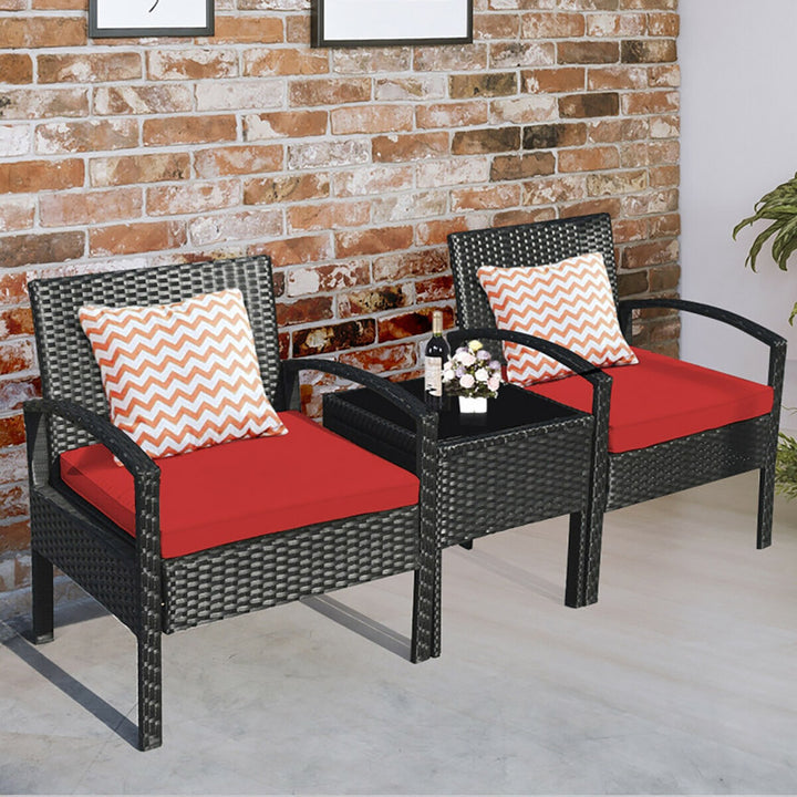 3-Piece Outdoor Rattan Patio Conversation Set