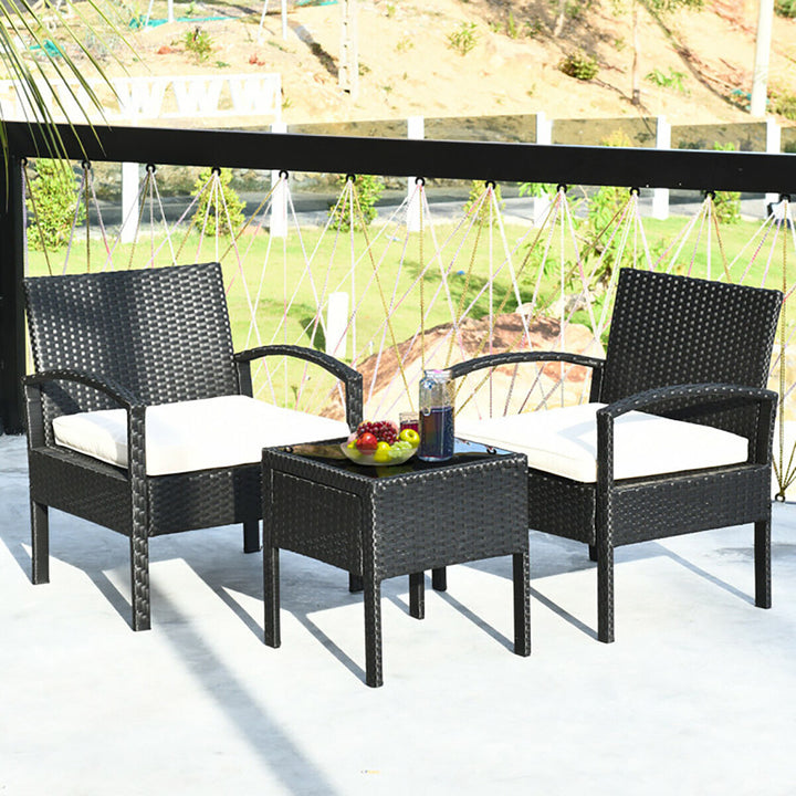 3-Piece Outdoor Rattan Patio Conversation Set