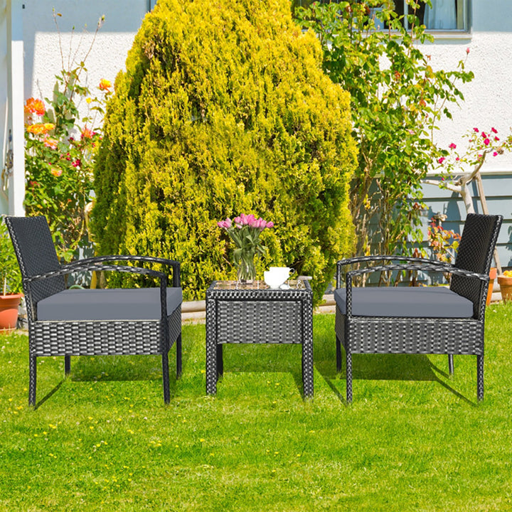 3-Piece Outdoor Rattan Patio Conversation Set