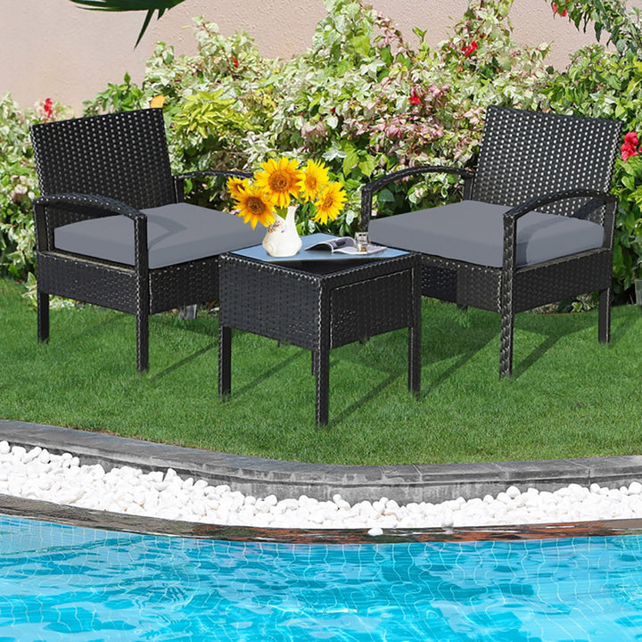 3-Piece Outdoor Rattan Patio Conversation Set