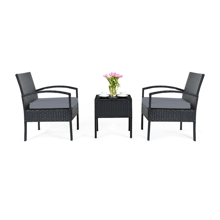3-Piece Outdoor Rattan Patio Conversation Set