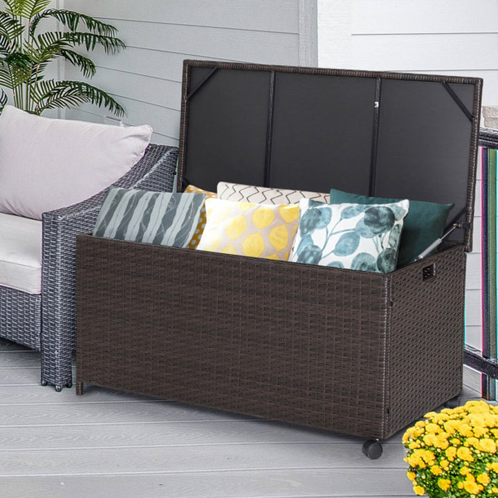 Outdoor Wicker Storage Box with Zippered Liner