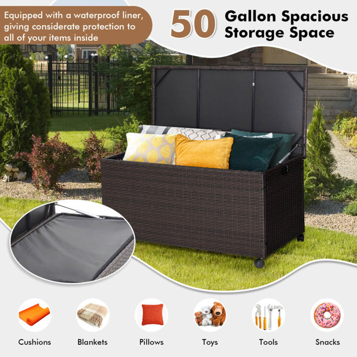 Outdoor Wicker Storage Box with Zippered Liner