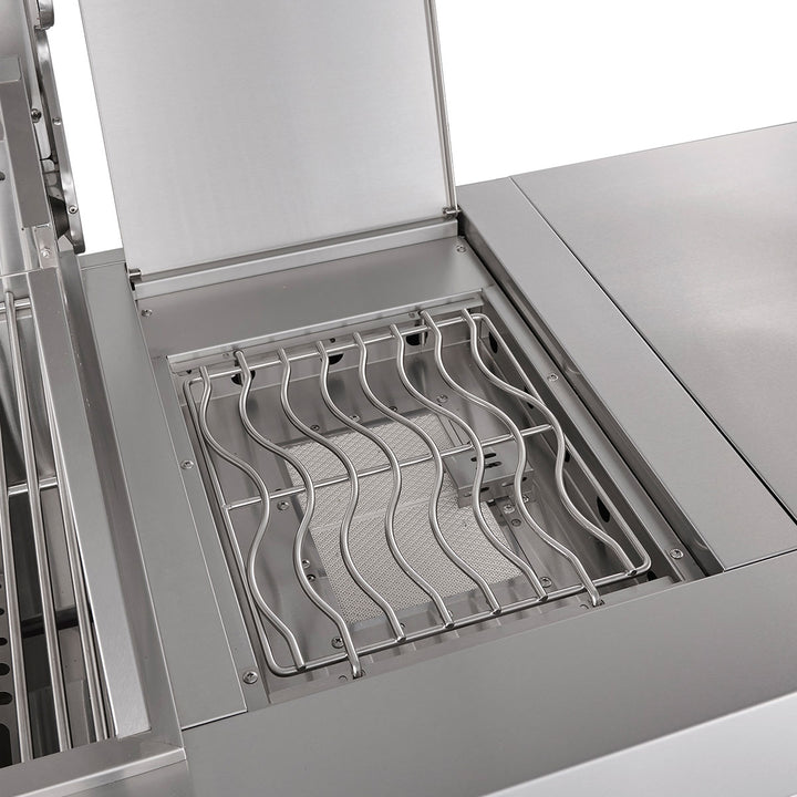 6-Burner Propane Gas Grill Island with Rotisserie and Outdoor Refrigerator