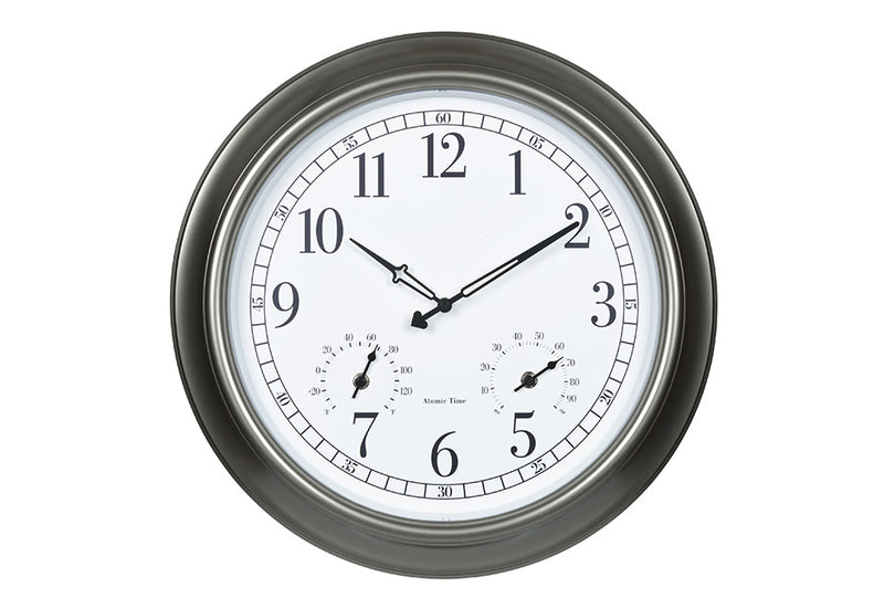 18 - inch Atomic Outdoor Clock with Temp and Humidity - Brown