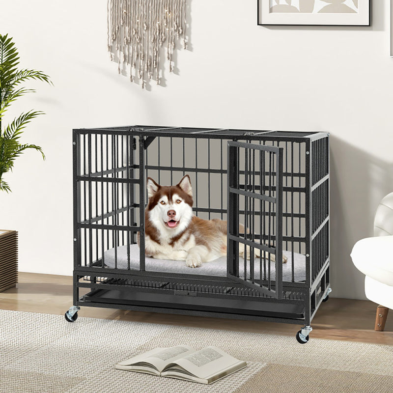 Foldable Heavy-Duty Metal Dog Cage - 38''