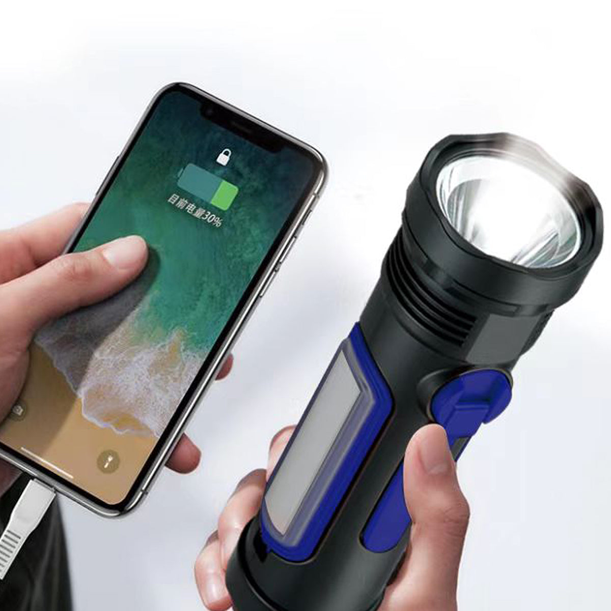 Azpen 8-in-1 Solar Flashlight, AM/FM Weather Radio & Power Bank