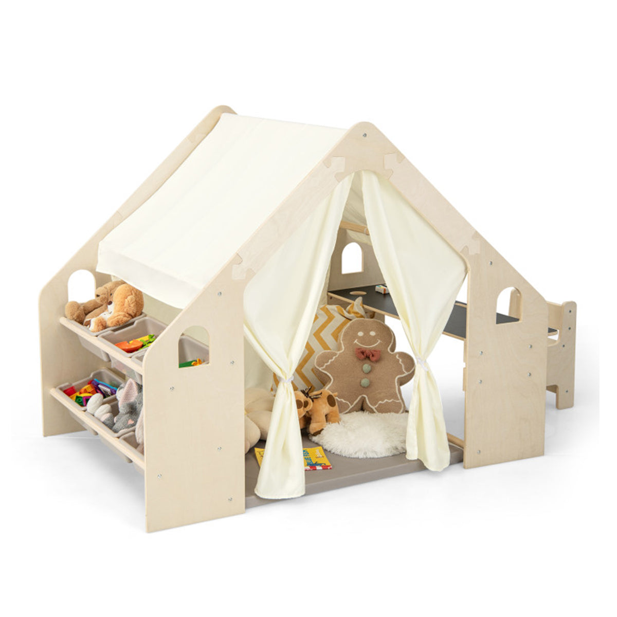 6-in-1 Wooden Indoor Play Tent