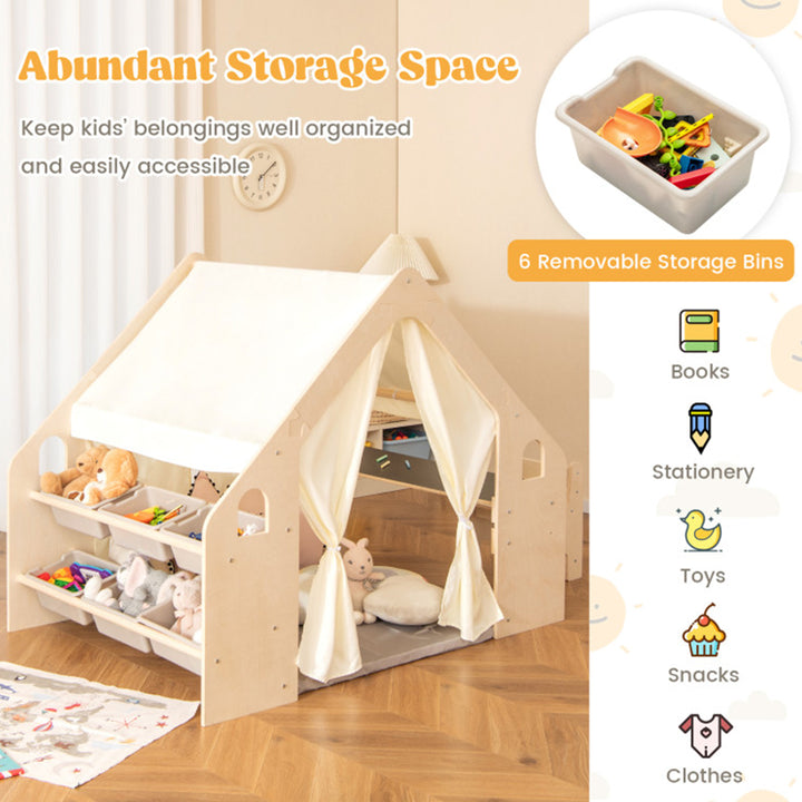 6-in-1 Wooden Indoor Play Tent
