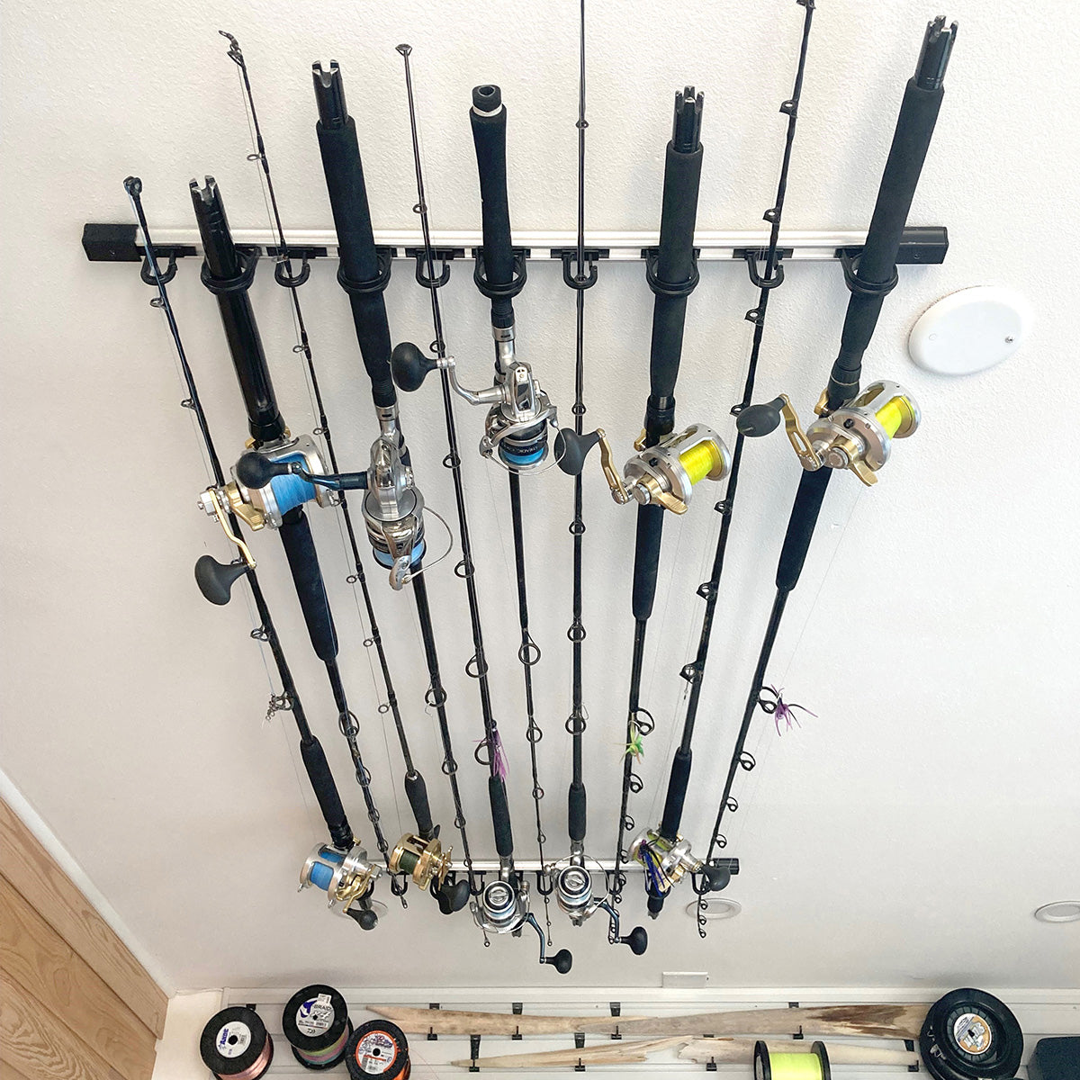 Rush Creek Creations 3-in-1 Aluminum 10 Rod Wall/Ceiling Rack Rush Creek Creations 3-in-1 Aluminum 10 Rod Wall/Ceiling Rack