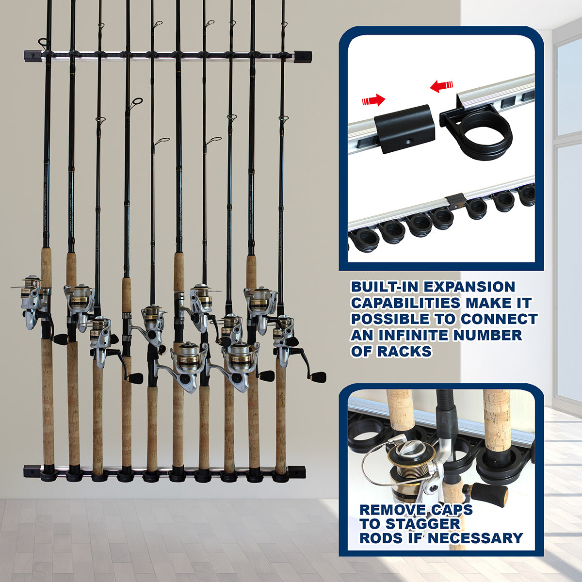 Rush Creek Creations 3-in-1 Aluminum 10 Rod Wall/Ceiling Rack Rush Creek Creations 3-in-1 Aluminum 10 Rod Wall/Ceiling Rack