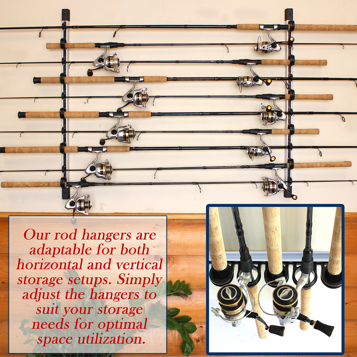 Rush Creek Creations 3-in-1 Aluminum 10 Rod Wall/Ceiling Rack