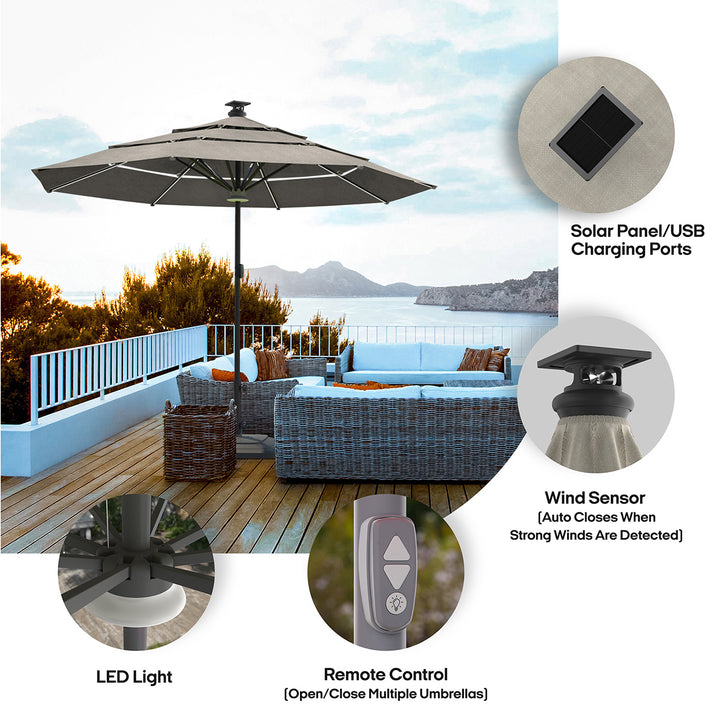 lightweight patio umbrellas Double-Sided Rectangular Umbrella resistant frame 11' Smart Outdoor Umbrella
