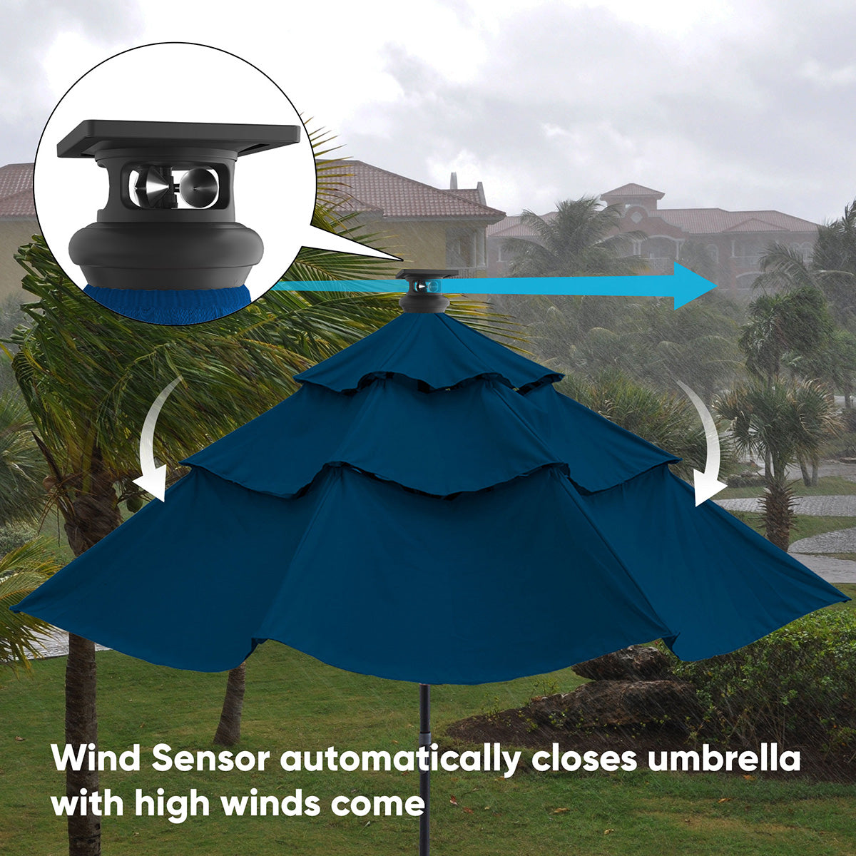 high wind patio umbrella 11' Smart Outdoor Umbrella