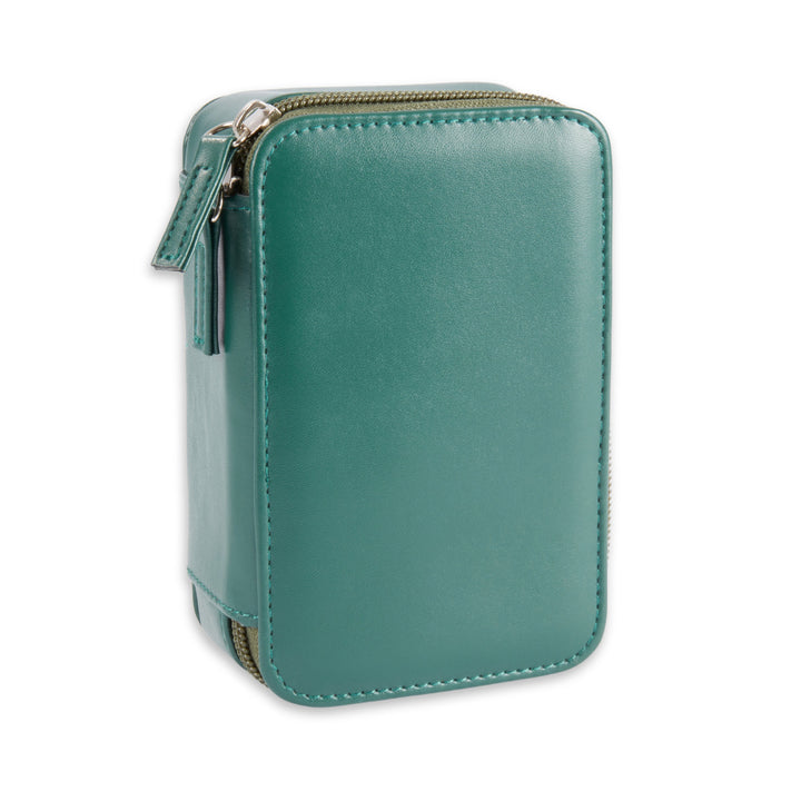 9 Pc. Green Leather Travel Golf Set with Zipper Closure