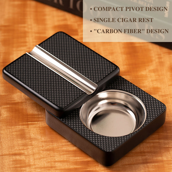 Pivot Design Carbon Fiber Single Cigar Ashtray